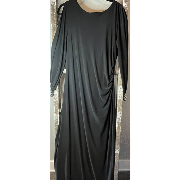 Long Sleeve MSK  Maxi Dress Black Special Occasion Embellished Cuff Evening Gown - Picture 1 of 8